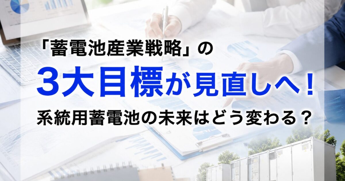 「蓄電池産業戦略」の3大目標が見直しへ！系統用蓄電池の未来はどう変わる？